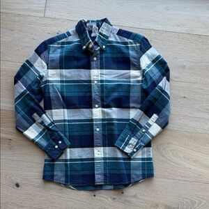 Boy’s Plaid Button-Down Shirt - Blue and White